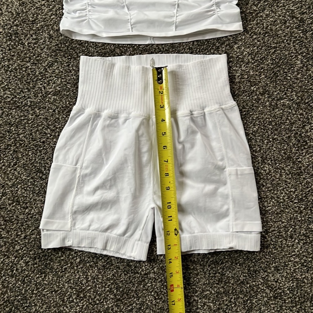 FP Movement Good Karma Ruched Crop Tank & Tennis Short - White - M/L - Picture 3 of 11